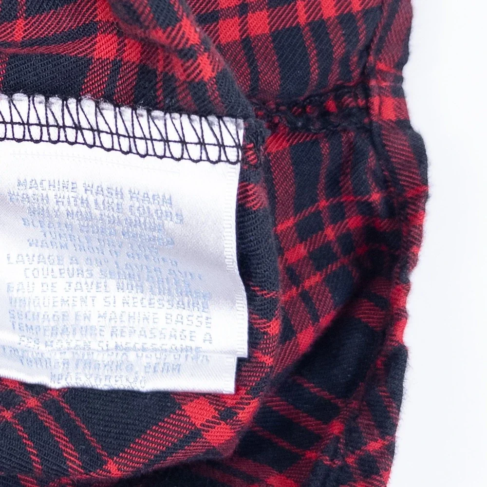 Ralph Lauren Button Down‎ Shirt Kids 9M Red Black Plaid Flannel Long Sleeve